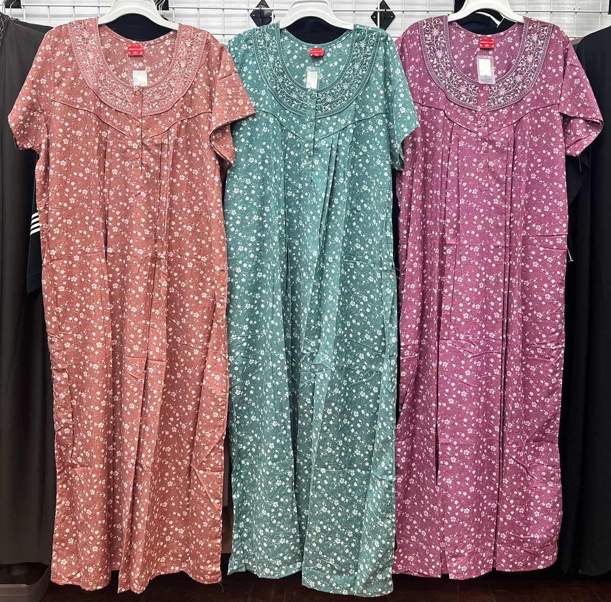 Cotton Blend Short Sleeve Maxi Nightgown