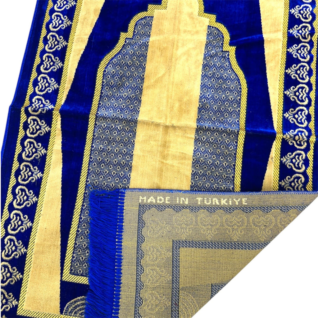 Classic Royal Blue Islamic Prayer Rug - Soft Janamaz for Everyday Prayer
