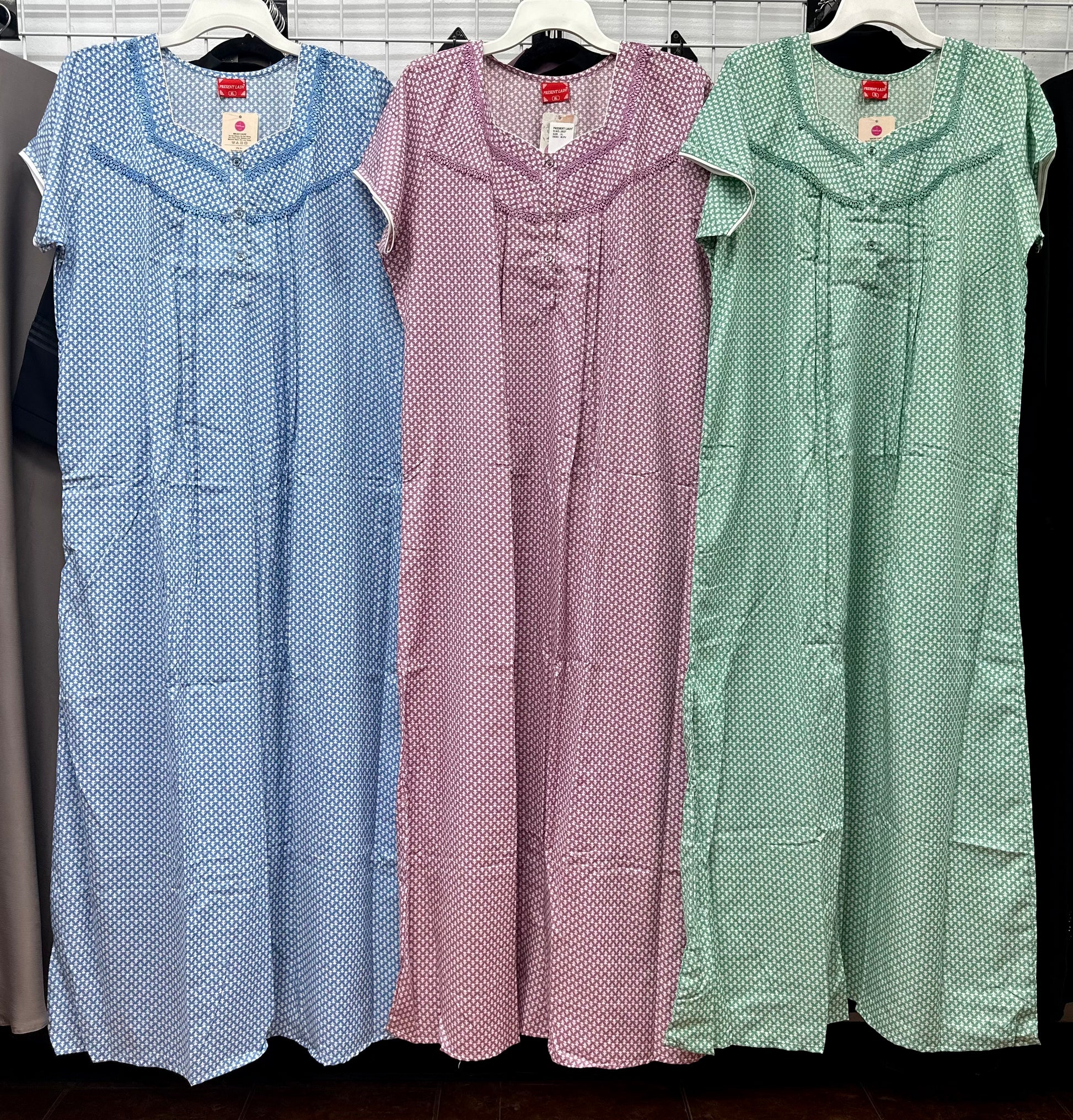 Cotton Blend Short Sleeve Maxi Nightgown