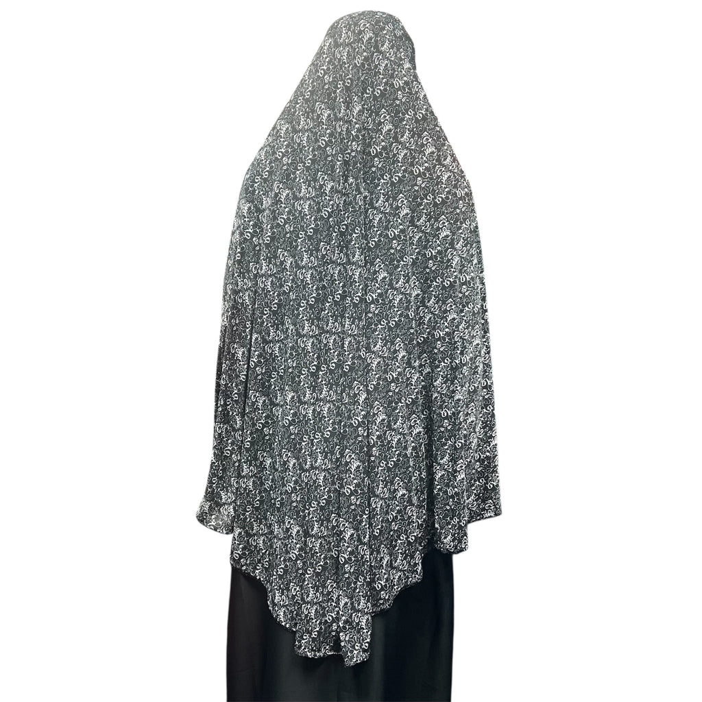 XL Women’s Printed Prayer Hijab - Black Paisley