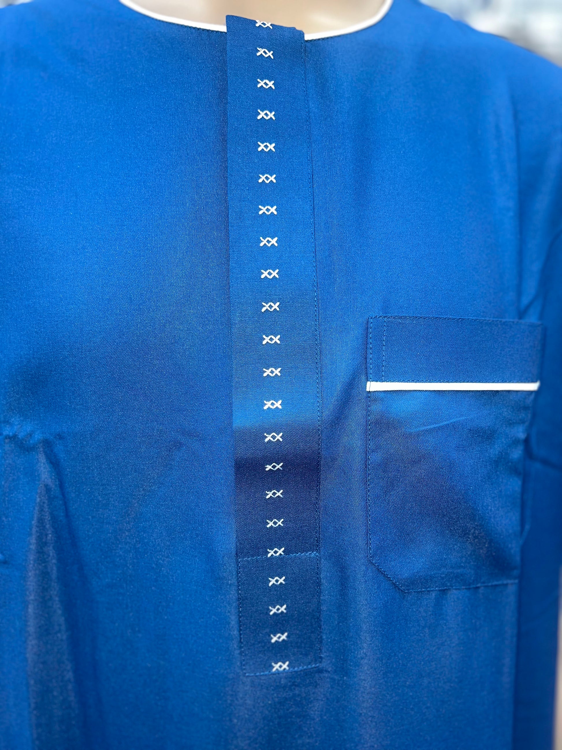 Al Haramain Men's Moroccan Short Sleeve Thobe - Royal Blue
