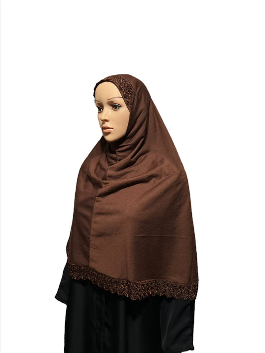 100% Cotton XL Amira Hijab - Brown