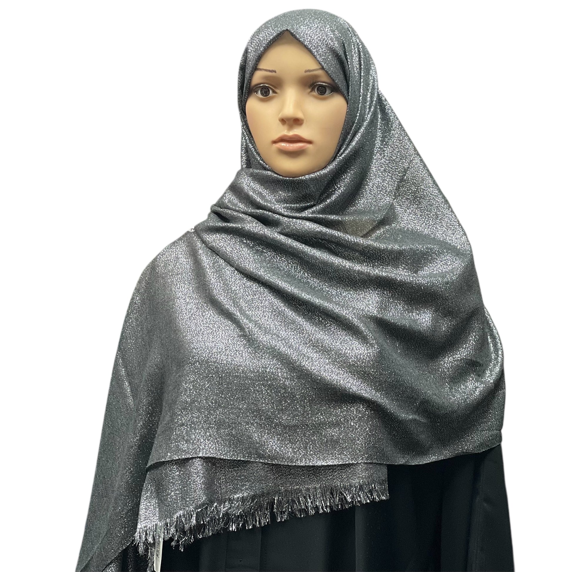 XL Shimmer Viscose Hijab - Black/Silver