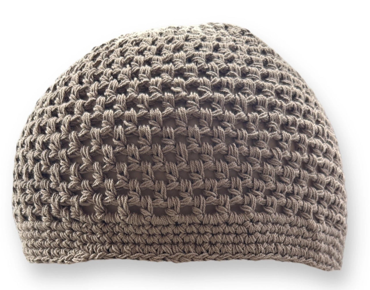 100% Cotton Crochet Stretchy Knitted Kufi  - Brown