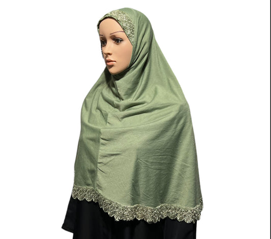 100% Cotton XL Amira Hijab - Light Green