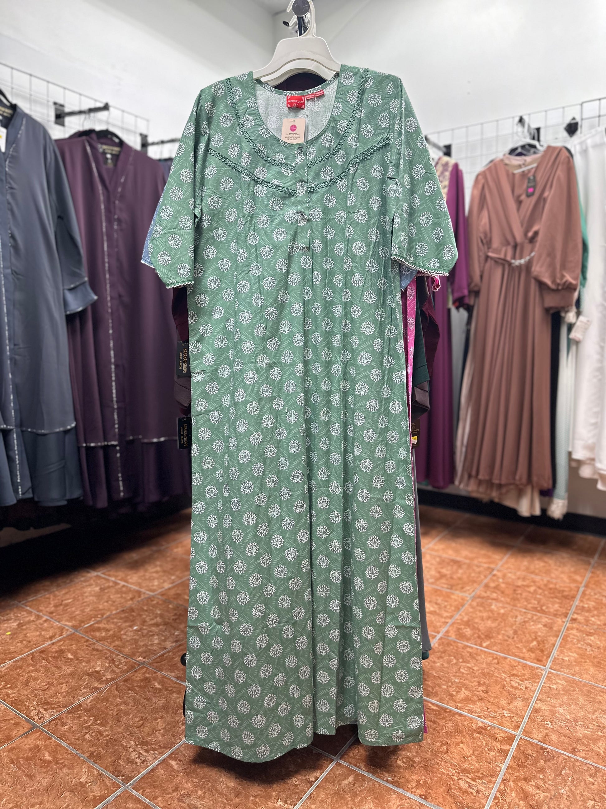 3/4 Sleeve Cotton Maxi Gown