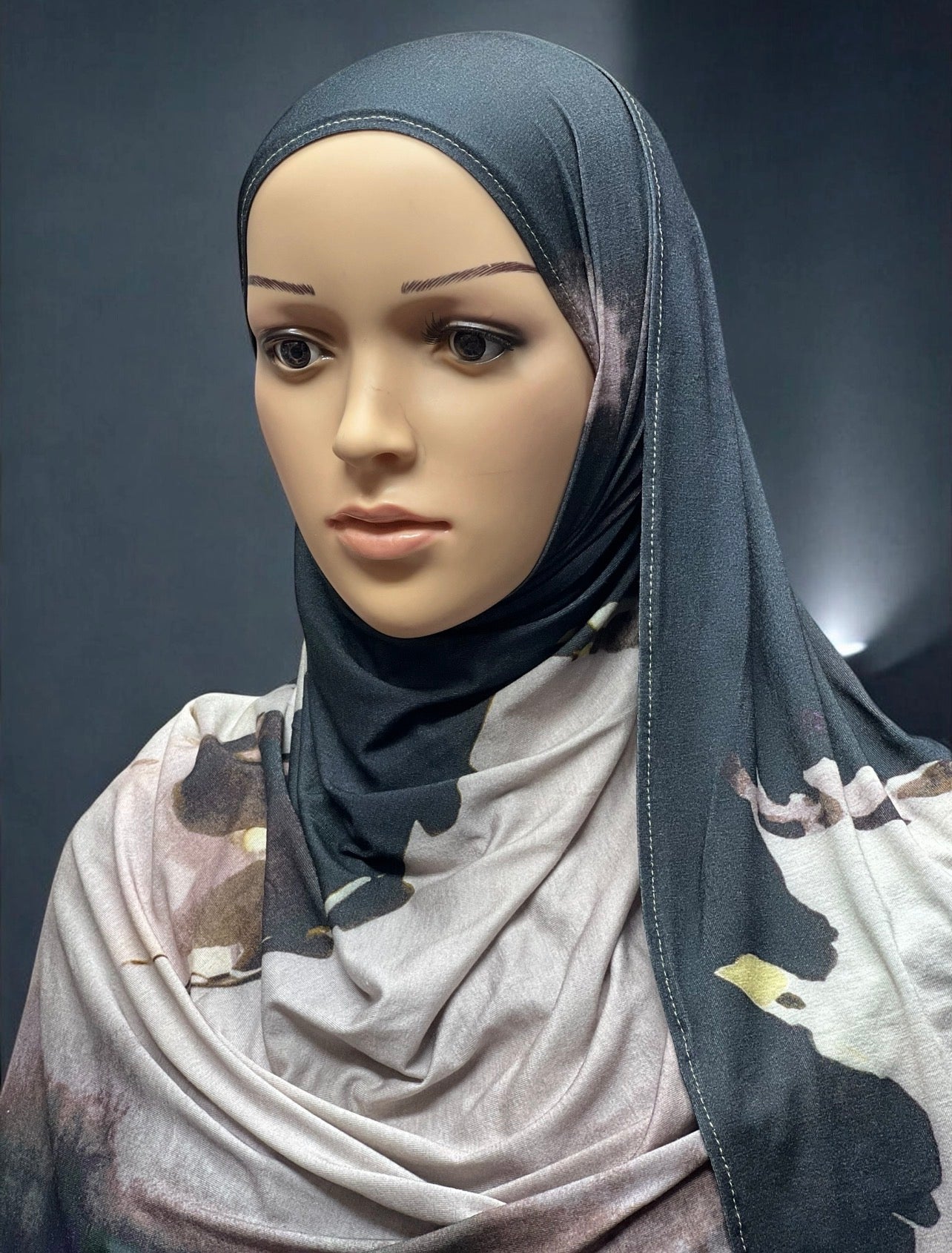 Printed Jersey Hijab - Gray