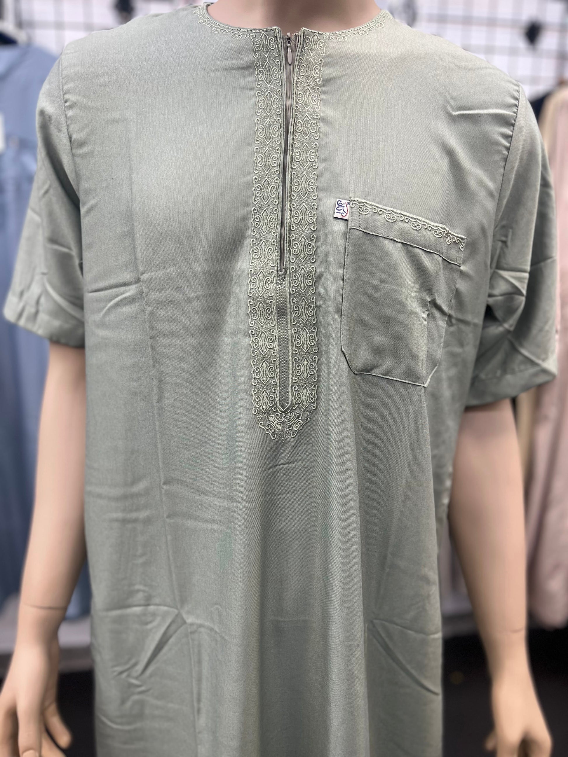 Ikaf Men's Short Sleeve Moroccan Thobe - Tea Green