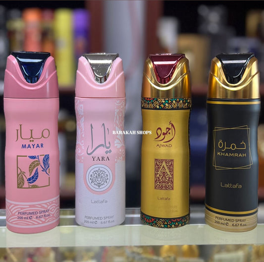 (4 PACK WOMENS BUNDLE) 200ml Perfume Sprays - Yara, Khamrah, Ajwad, Mayar