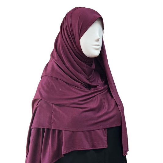 Thin Large Jersey Hijab - Mulberry