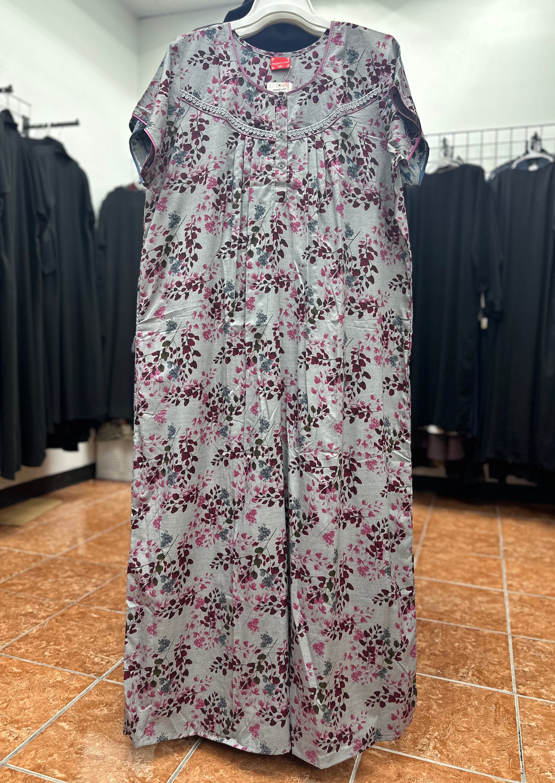 Cotton Blend Short Sleeve Maxi Nightgown