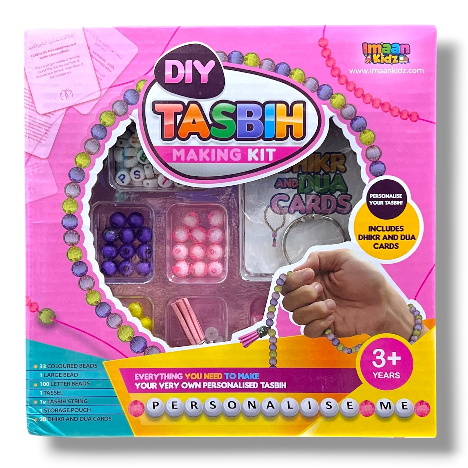 DIY Tasbih Making Kit with Dhikr Cards - Pink