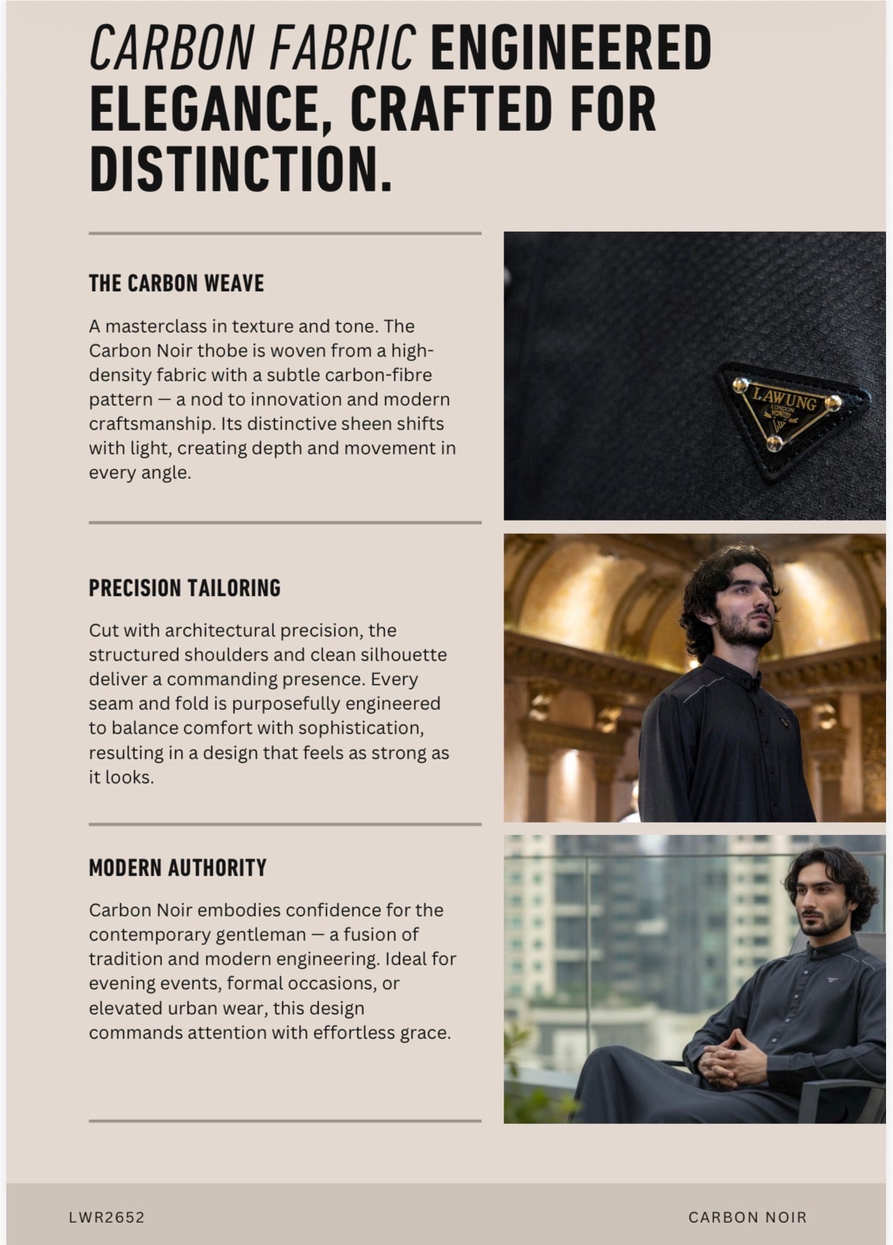 Mens Luxury Thobe LAWUNG - Carbon Classic