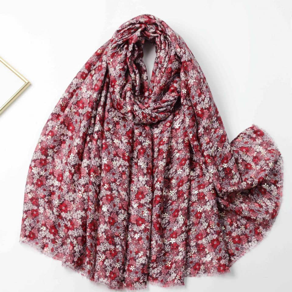 Printed Viscose Hijab - Red Cherry