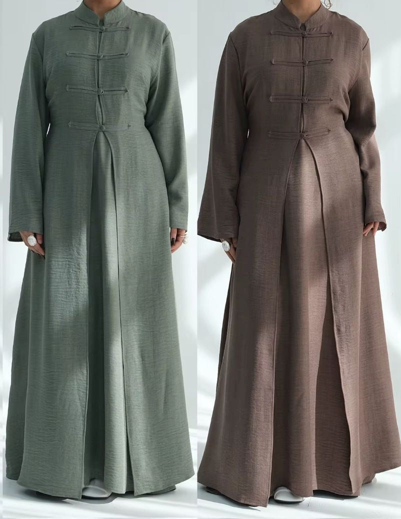 Women’s 2 Piece Button Up Abaya Set