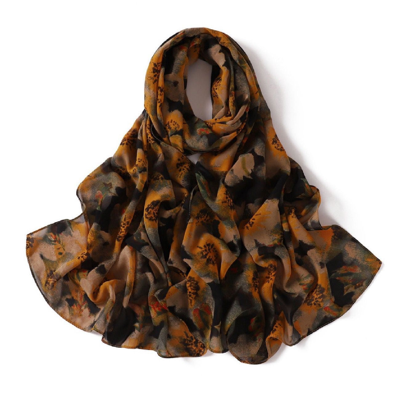 Printed Chiffon Hijab - Forest Fire