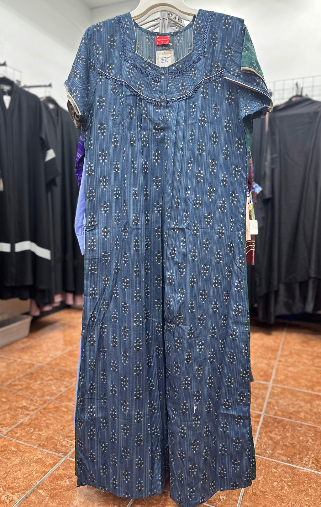 Cotton Blend Short Sleeve Maxi Nightgown