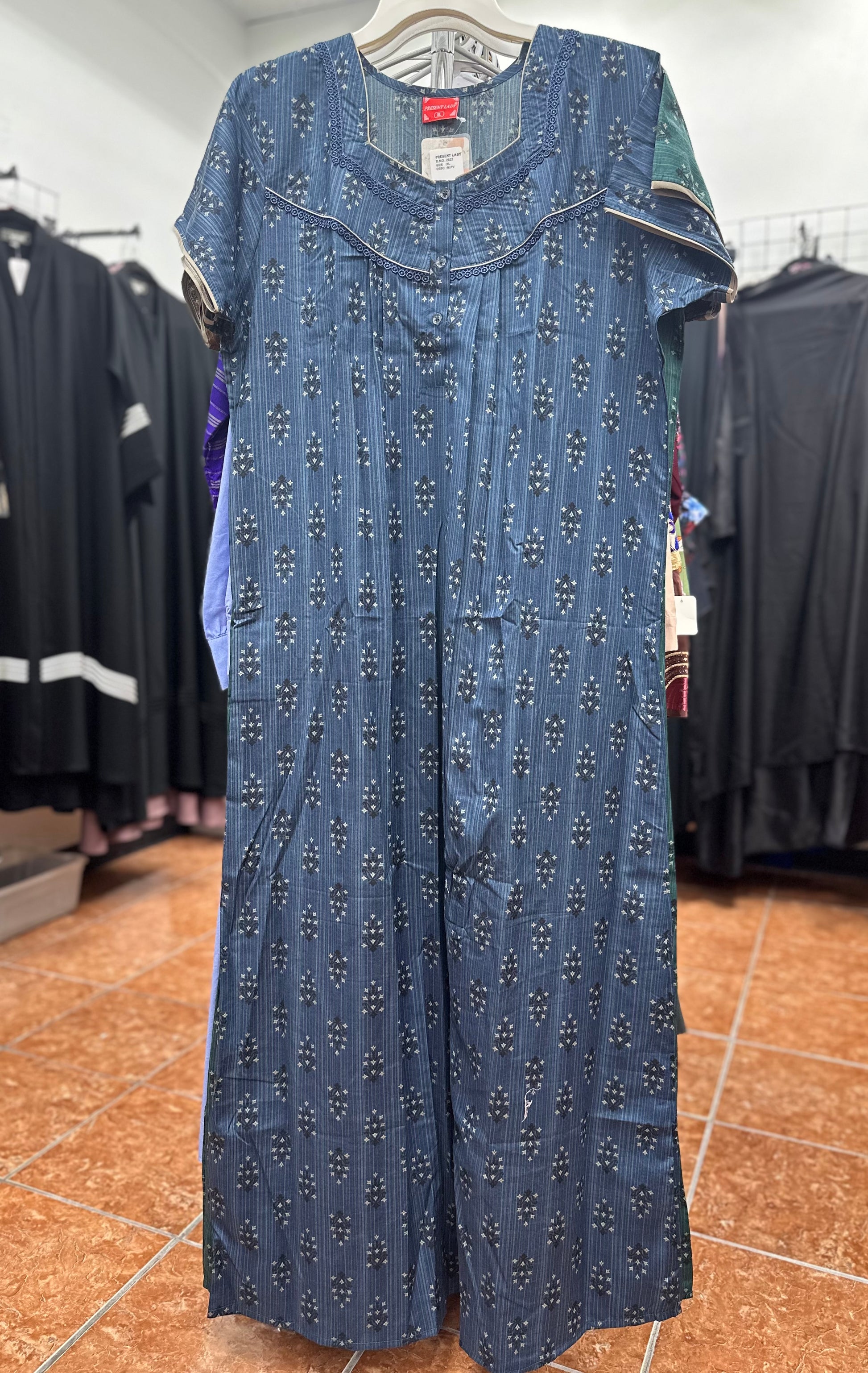 Cotton Blend Short Sleeve Maxi Nightgown