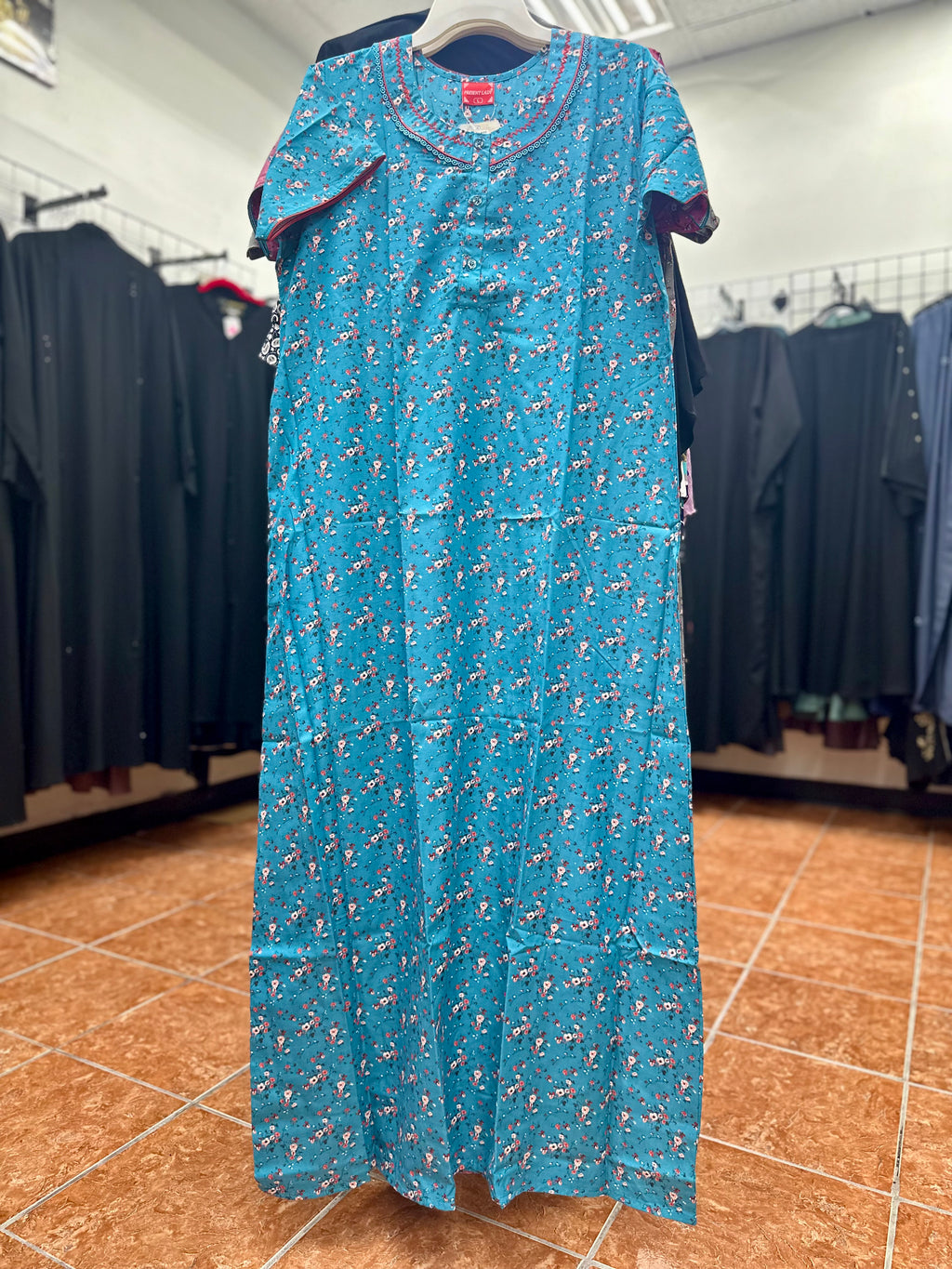 Cotton Blend Short Sleeve Maxi Nightgown
