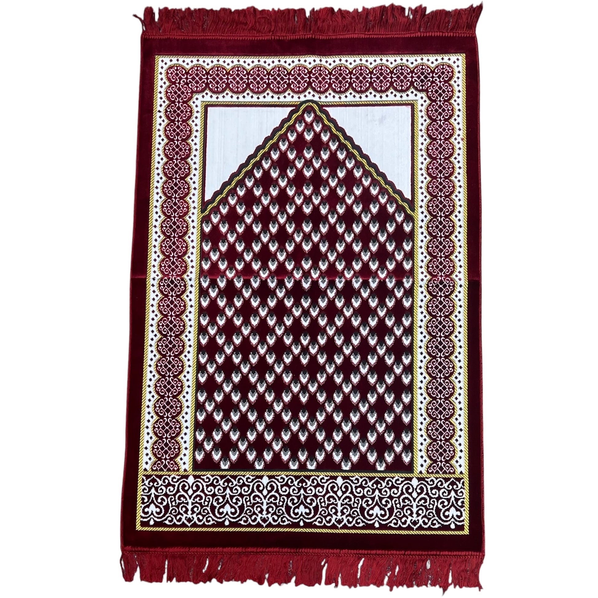 Wide Prayer Rug – Maroon | Luxury Turkish Janamaz