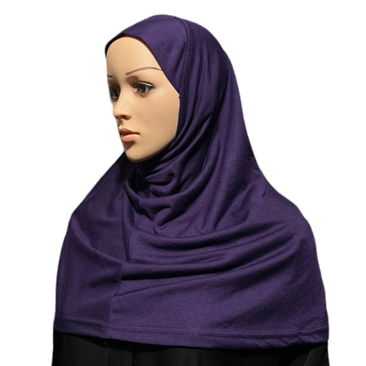 100% Cotton L Amira Hijab - Dark Purple