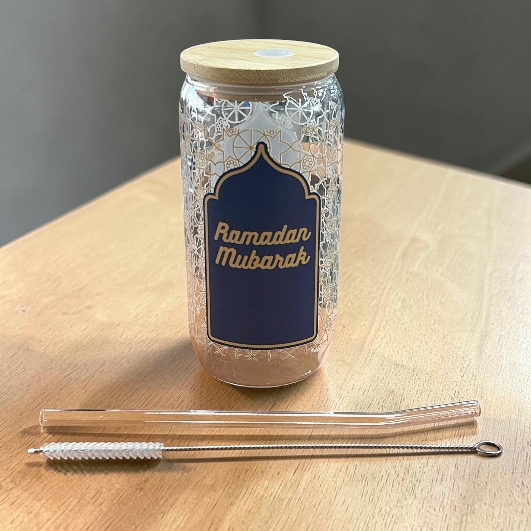 16oz Glass Tumbler Coffee Jar - Ramadan Mubarak