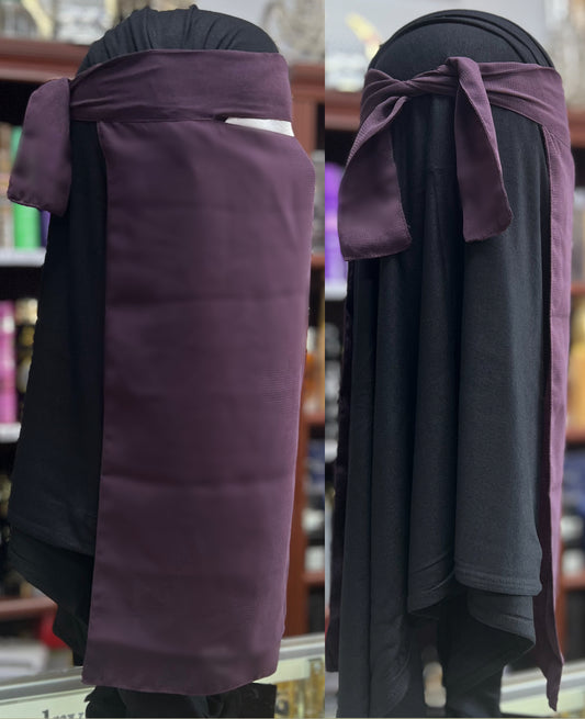 Single Layer FULL Tie Back Niqab - Plum Purple