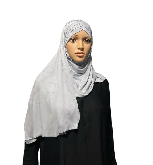 Criss Cross Jersey Hijab - Light Gray