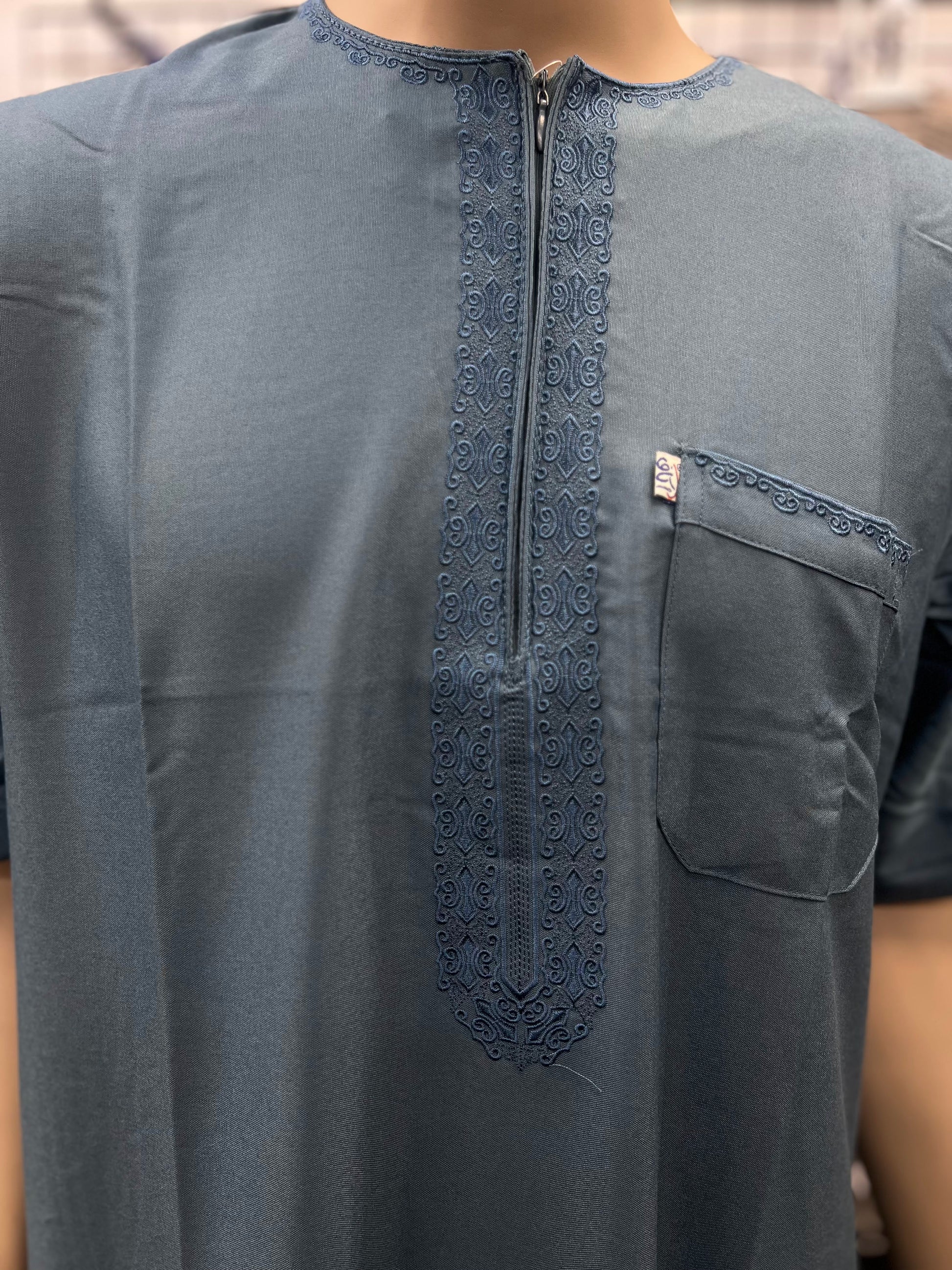 Ikaf Men's Short Sleeve Moroccan Thobe - Light Blue