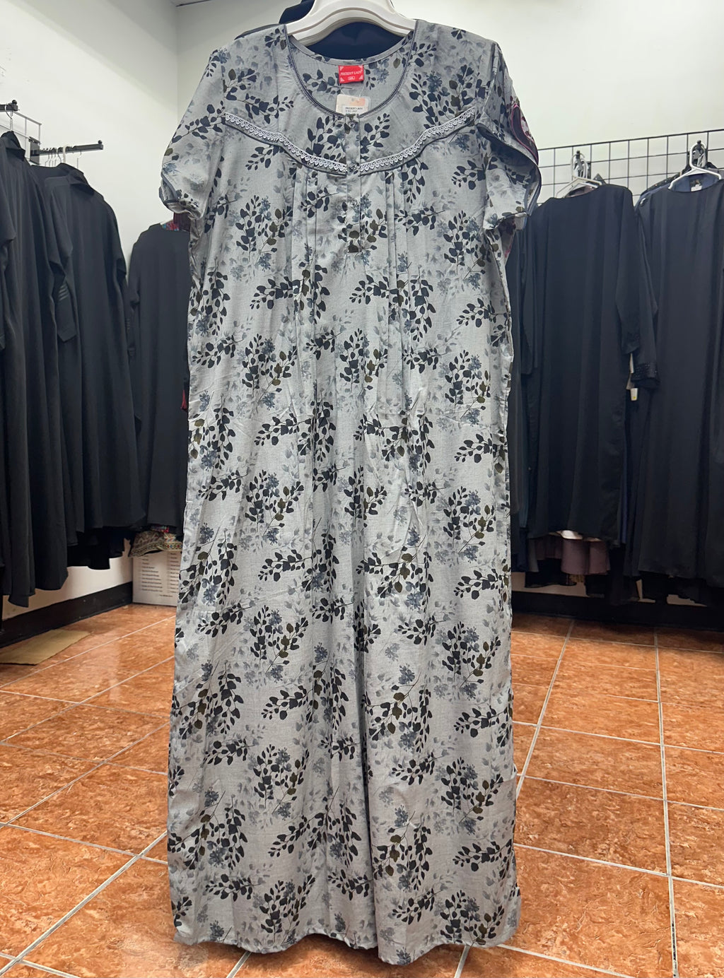 Cotton Blend Short Sleeve Maxi Nightgown