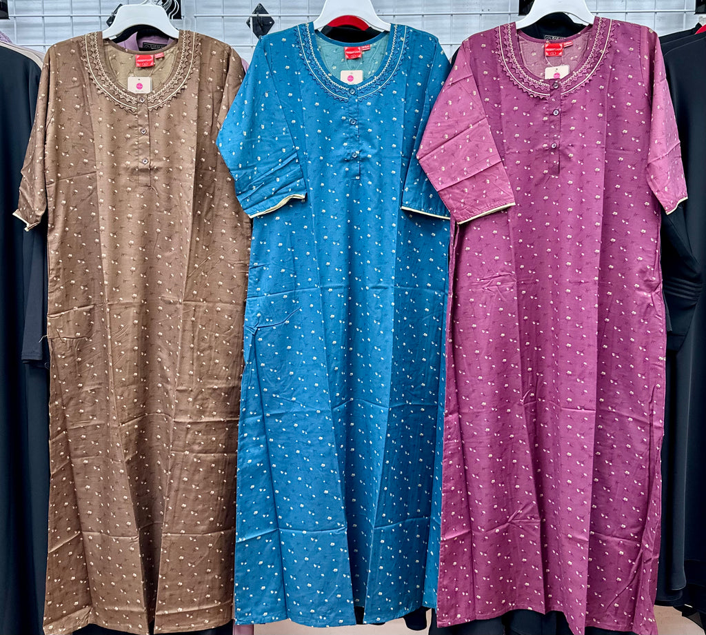 3/4 Sleeve Cotton Blend Maxi Nightgown