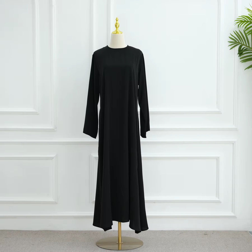 Women’s One Piece Casual Nida Abayas with Pockets + Belt