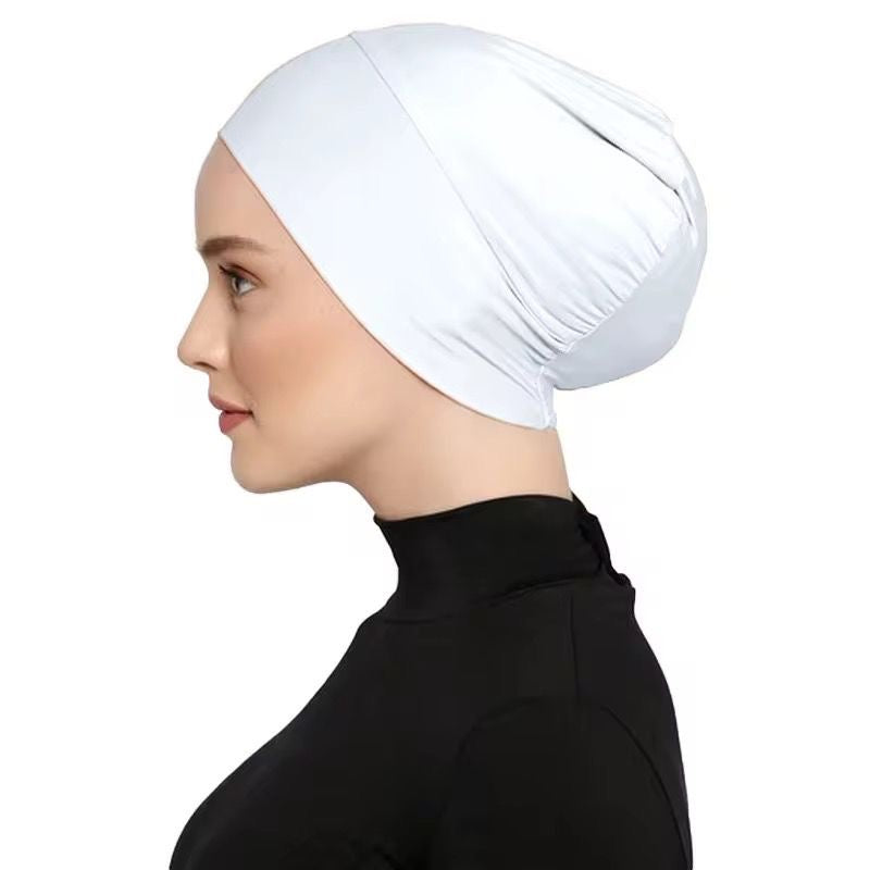 White Jersey Bonnet Hijab Undercap – Closed-Back Cooling Cap for Muslim Women | All-Day Hold