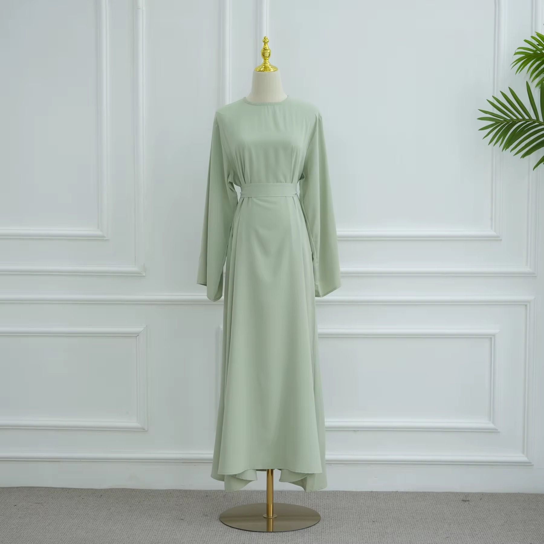 Women’s One Piece Casual Nida Abayas with Pockets + Belt