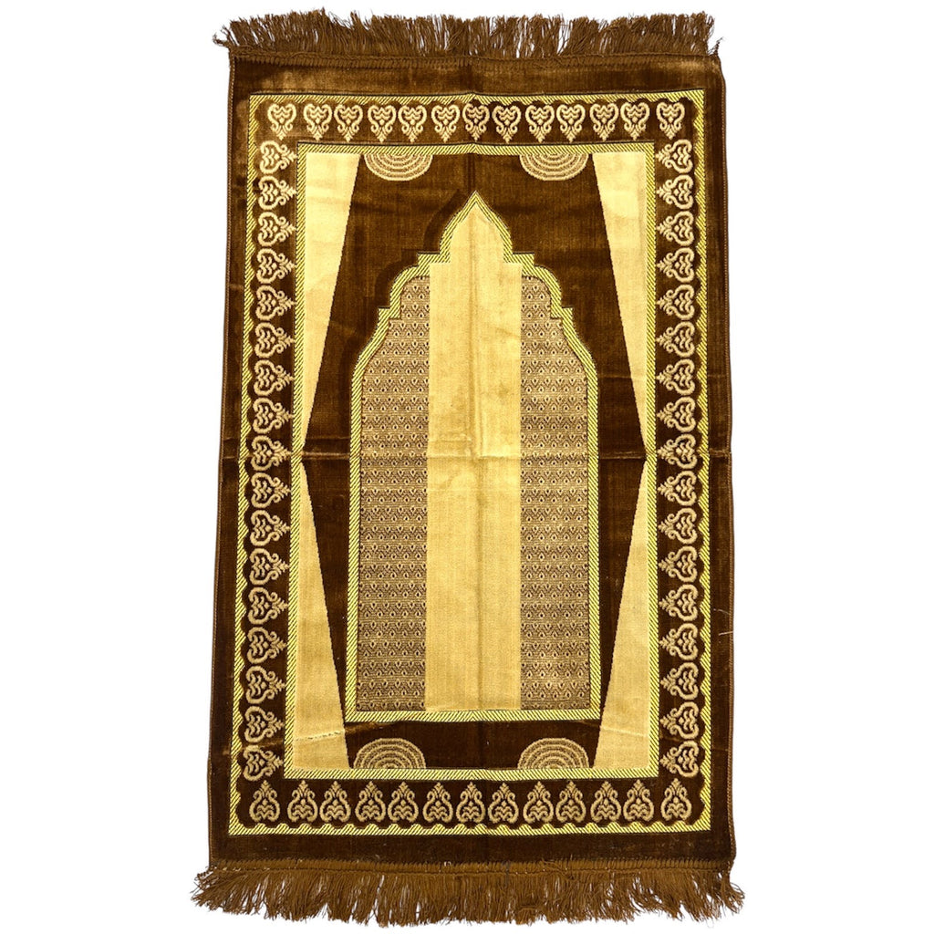 Classic Brown Islamic Prayer Rug - Soft Janamaz for Everyday Prayer