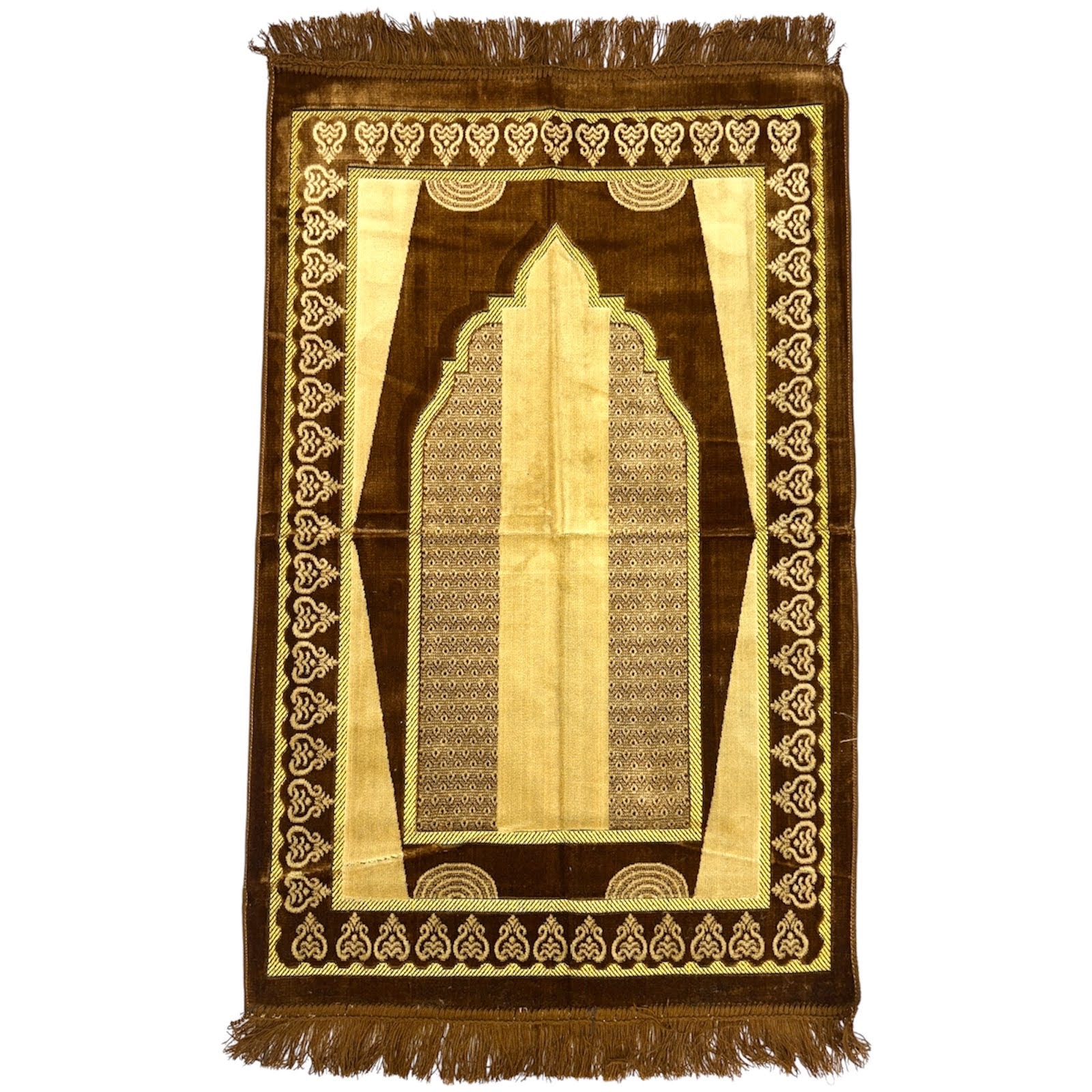 Classic Brown Islamic Prayer Rug - Soft Janamaz for Everyday Prayer