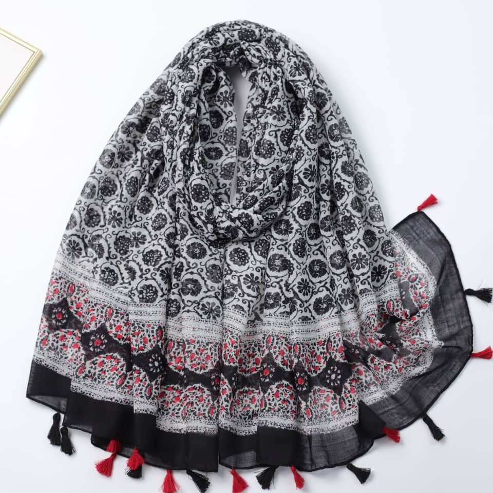 Printed Viscose Hijab - Pomegranate