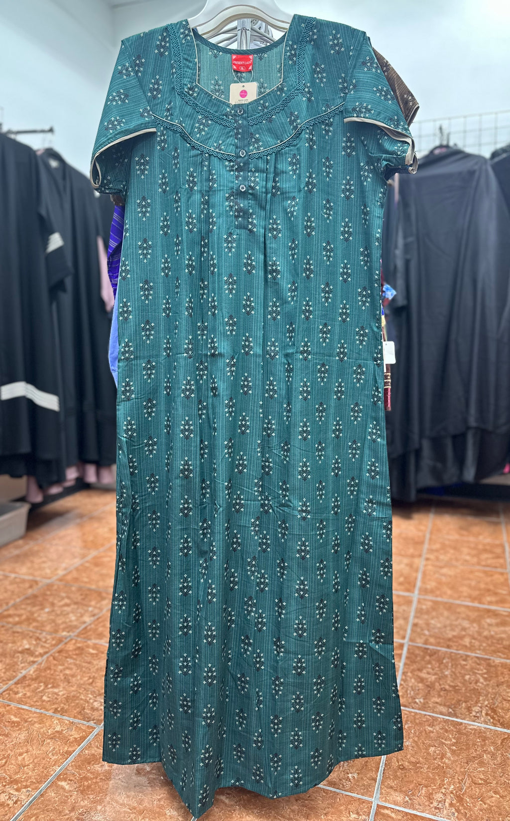 Cotton Blend Short Sleeve Maxi Nightgown