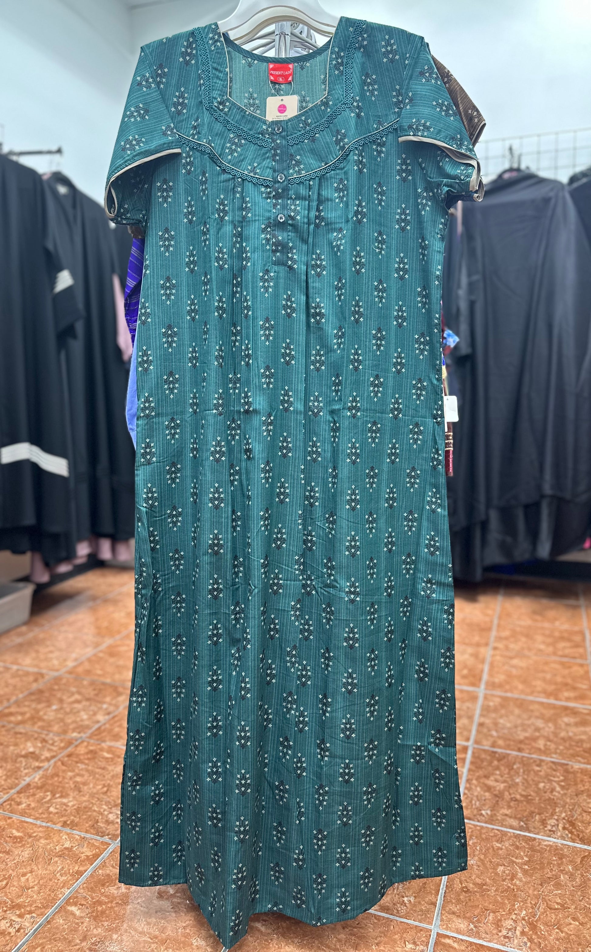 Cotton Blend Short Sleeve Maxi Nightgown