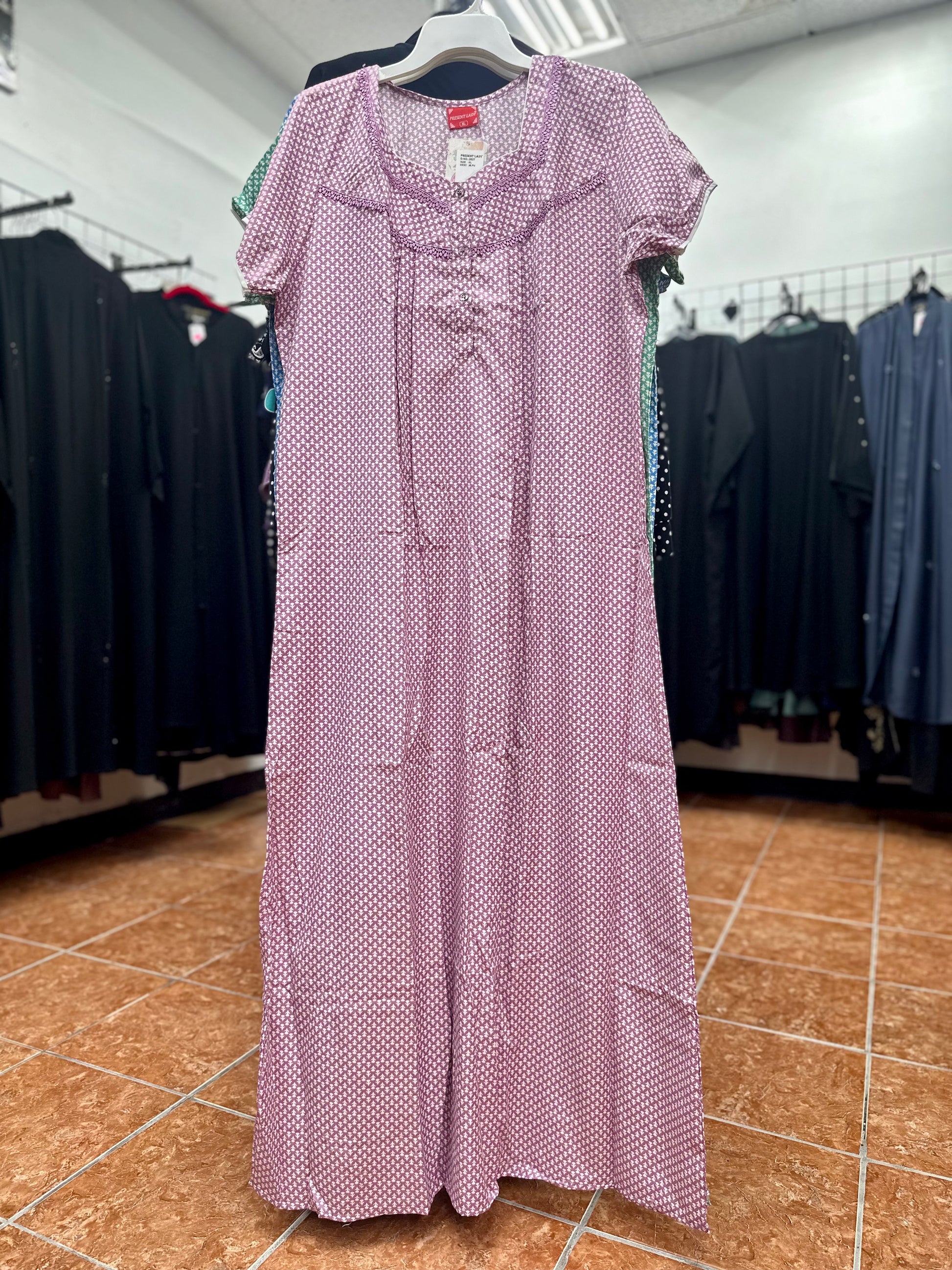 Cotton Blend Short Sleeve Maxi Nightgown
