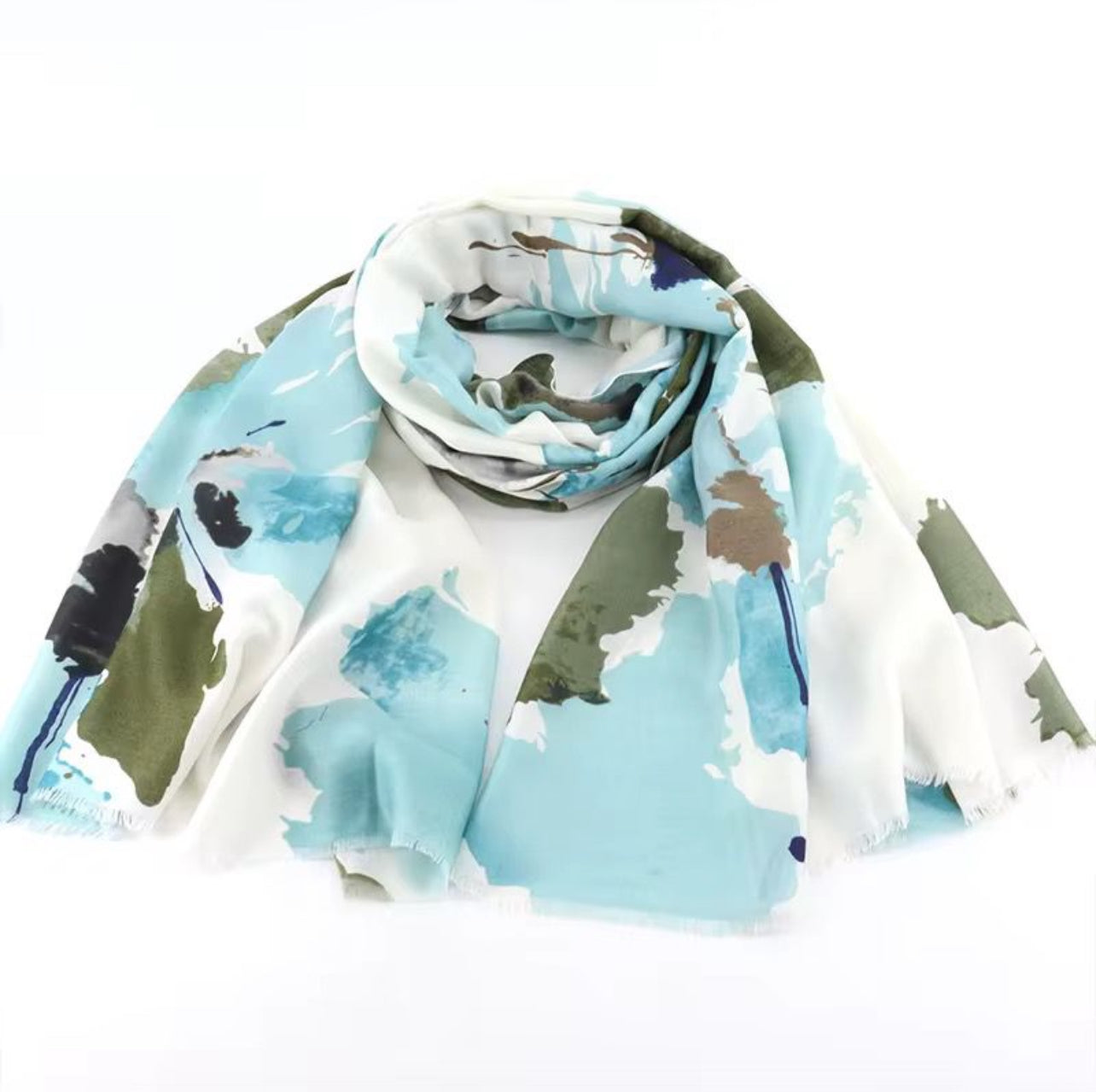 Printed Viscose Hijab - Light Blue