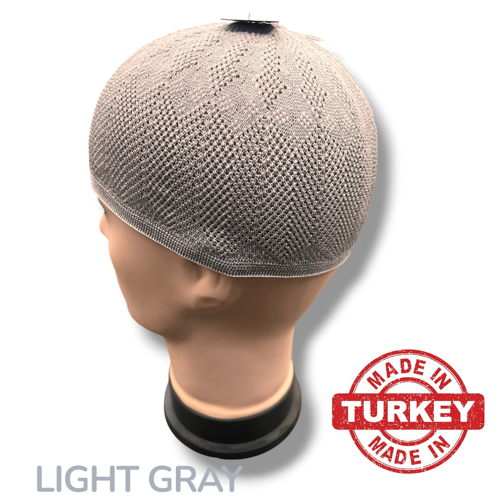Standard One Size Turkish Knit Kufi - Light Gray 100% Polyester
