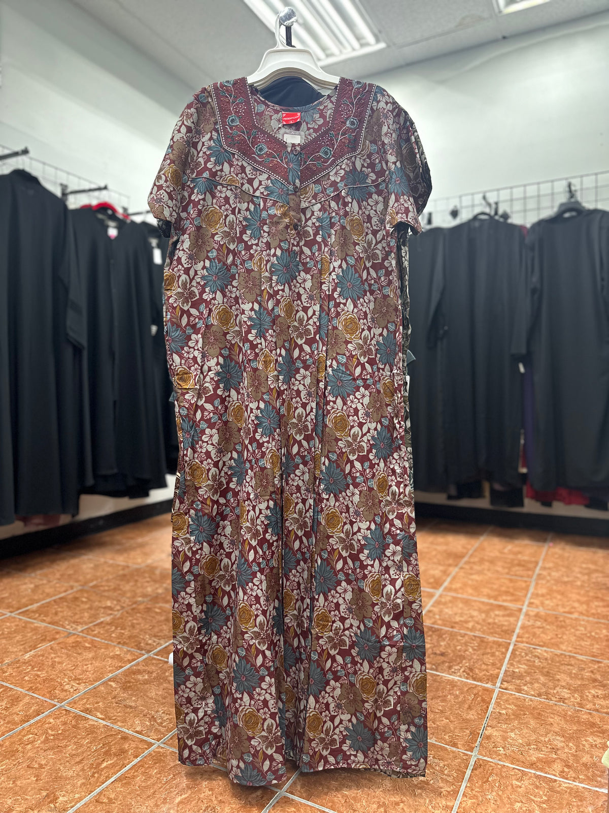 Cotton Blend Short Sleeve Maxi Nightgown