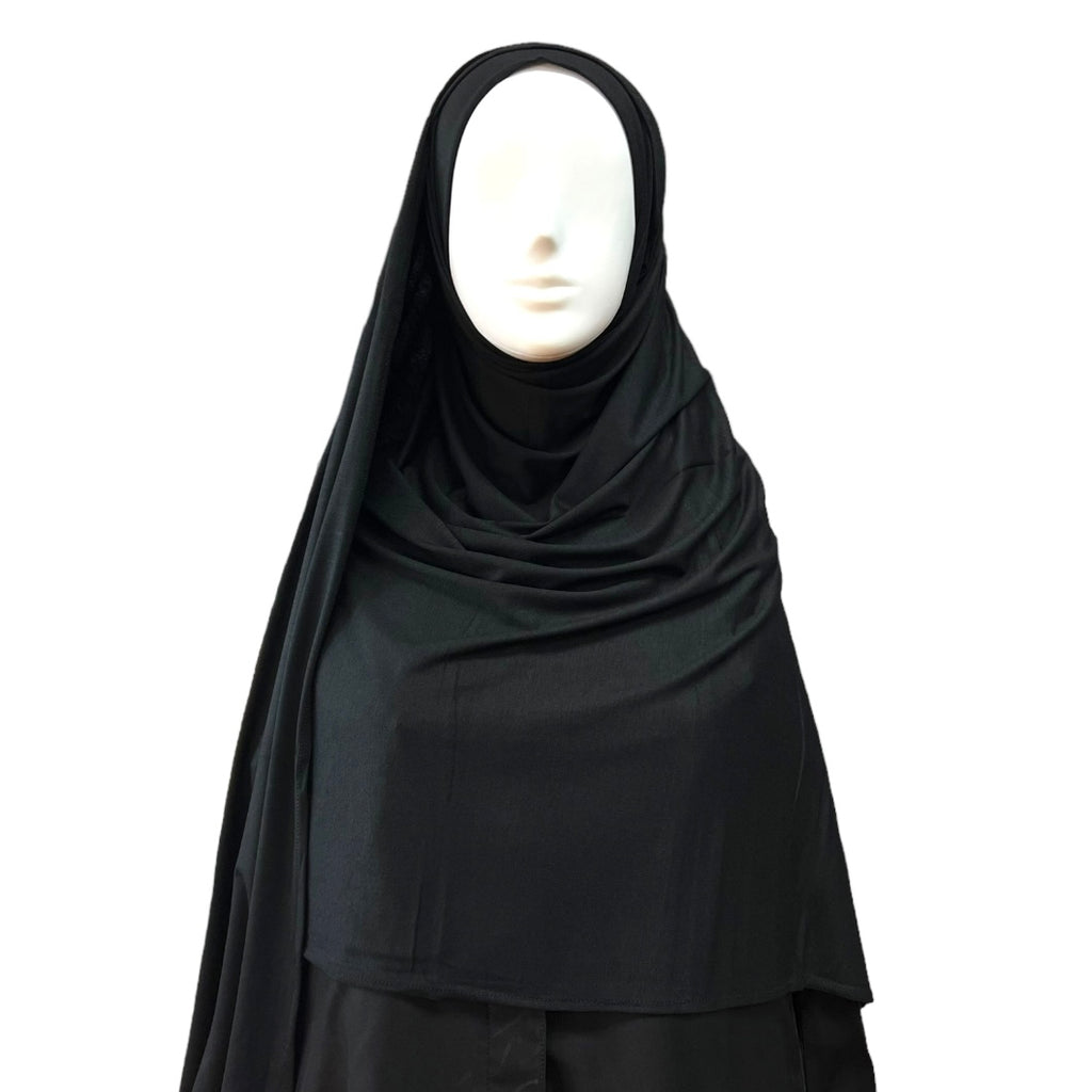 Large Instant Jersey Hijab - Black