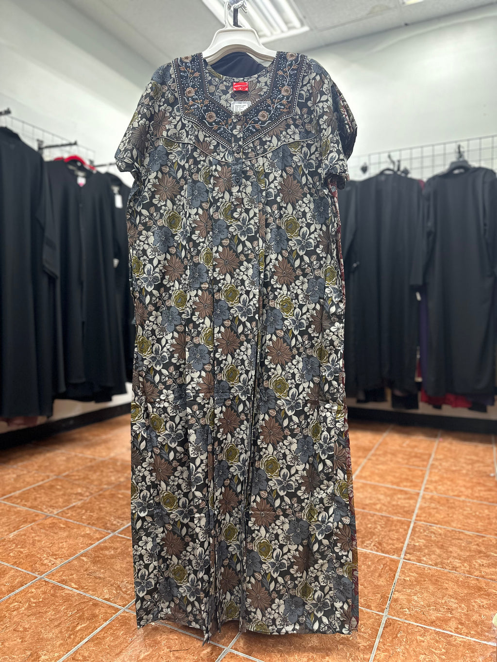 Cotton Blend Short Sleeve Maxi Nightgown