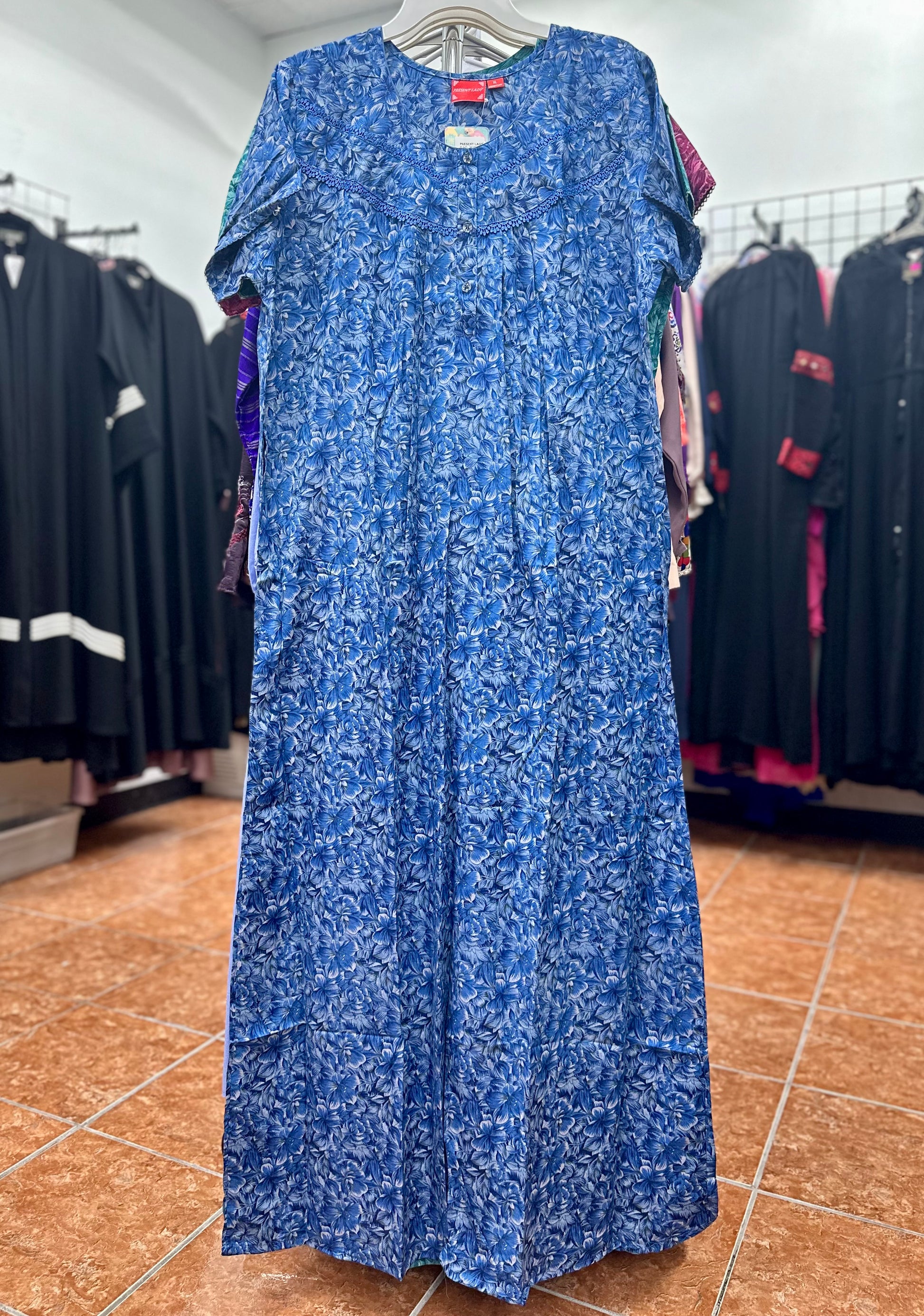 Cotton Blend Short Sleeve Maxi Nightgown