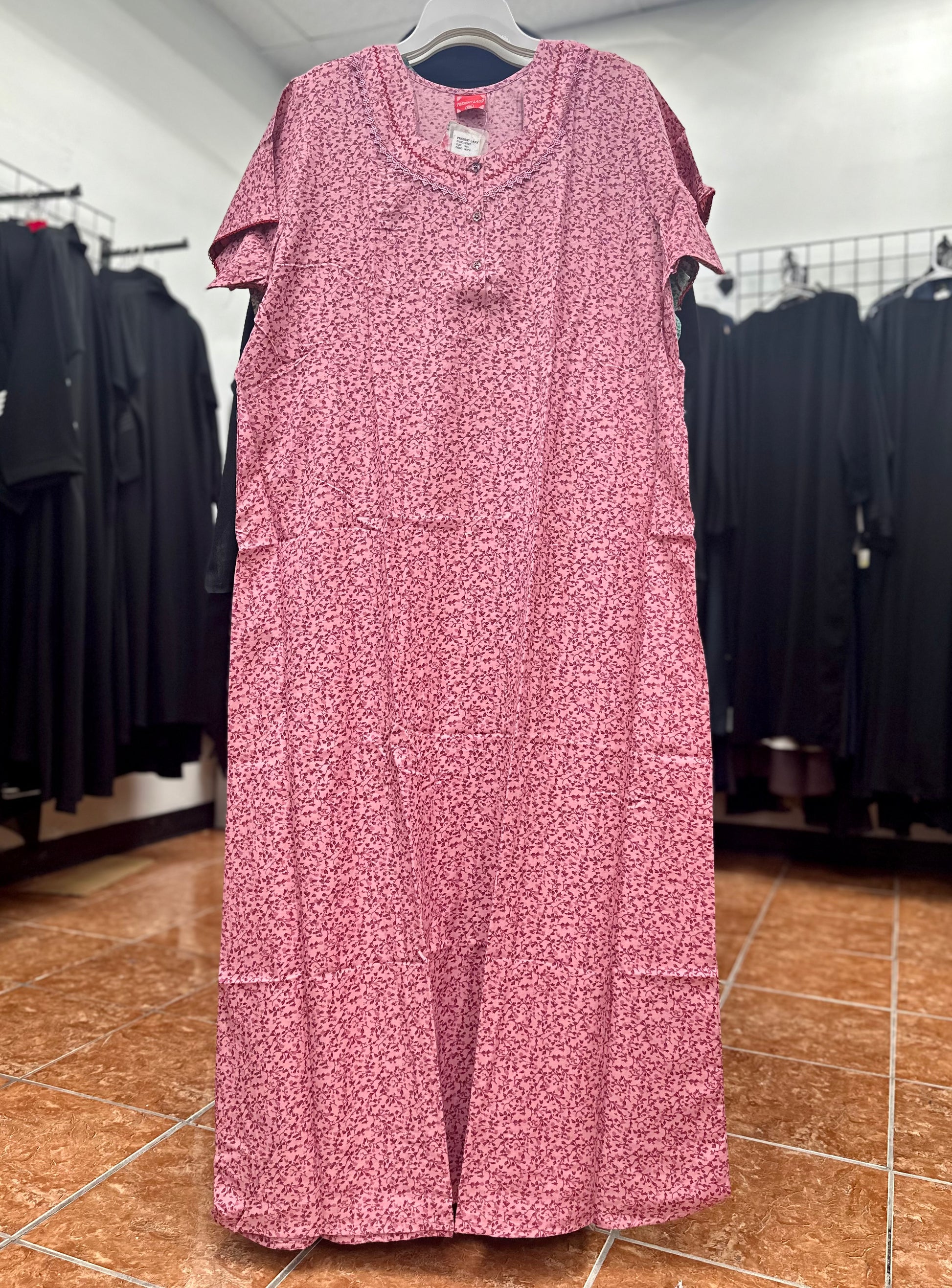 Cotton Blend Short Sleeve Maxi Nightgown