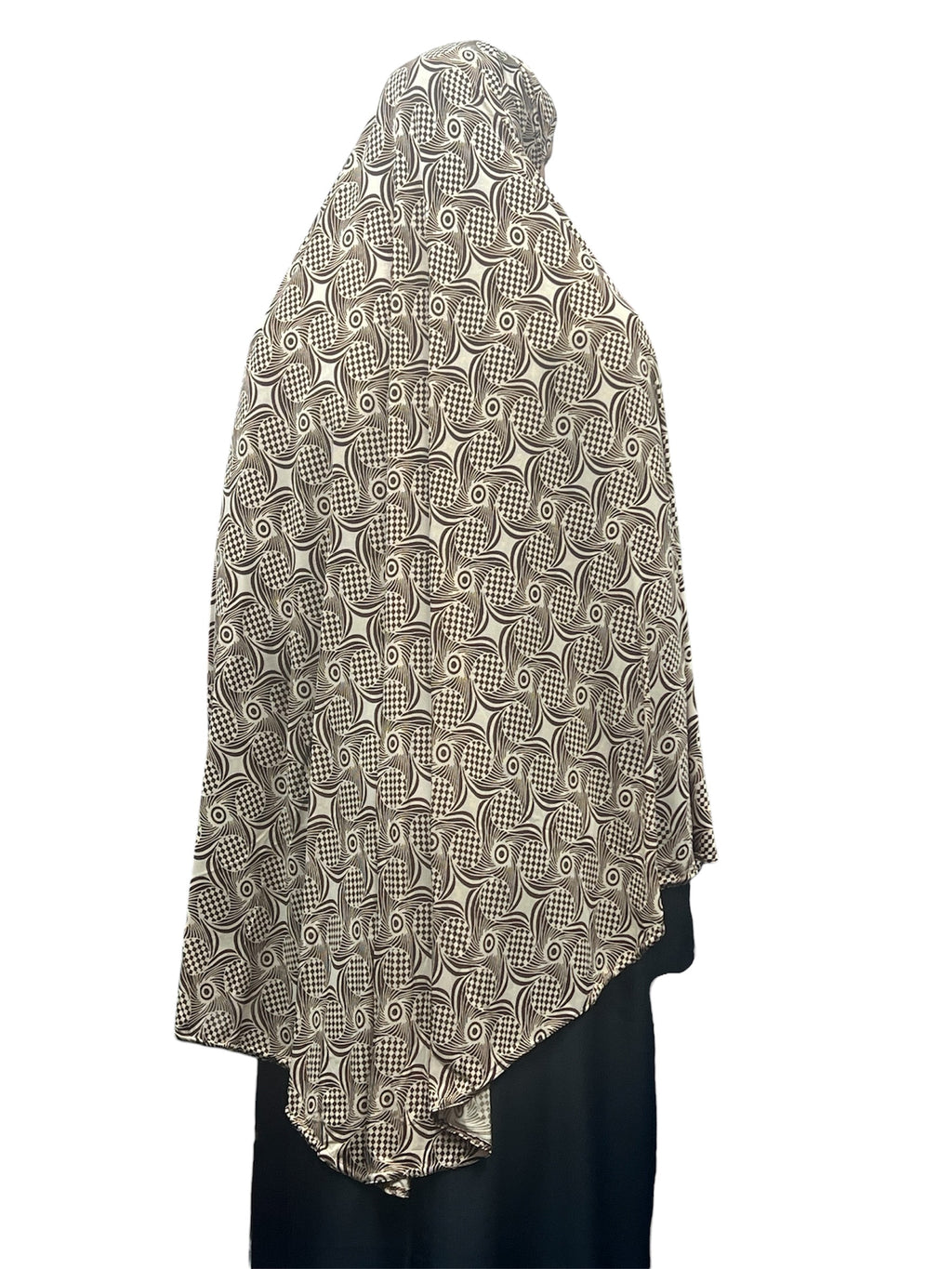 XL Women’s Printed Prayer Hijab - Tan Swirls