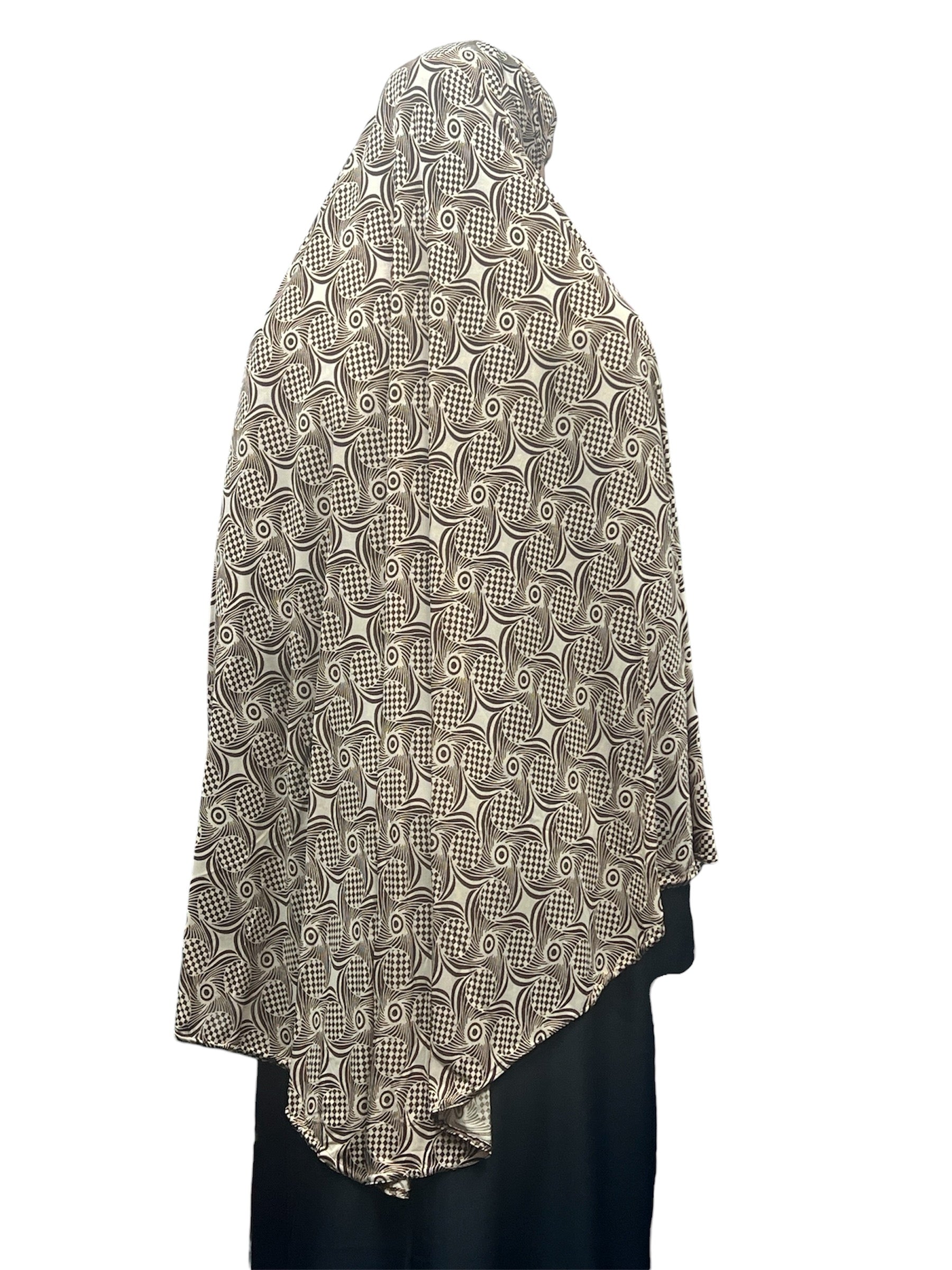 XL Women’s Printed Prayer Hijab - Tan Swirls