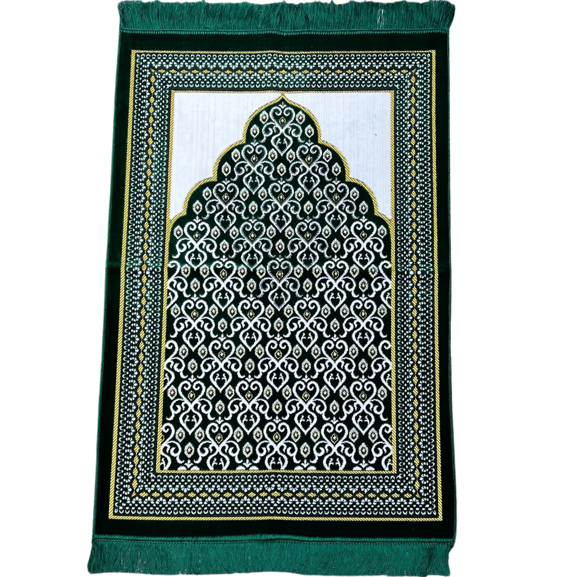 Wide Prayer Rug – Emerald Green | Luxury Turkish Janamaz